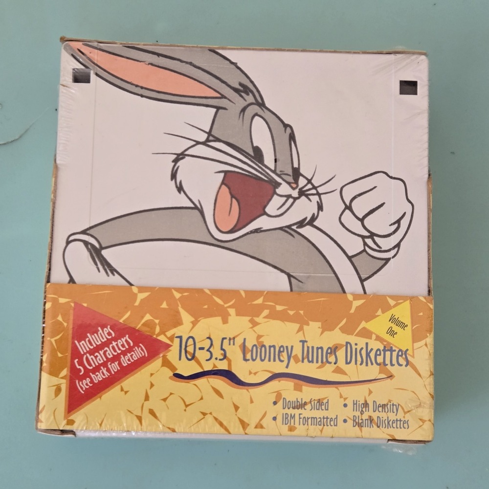 Vintage 1996 Looney Tunes 3.5" Floppy Disks High Density Sealed 10 Pack